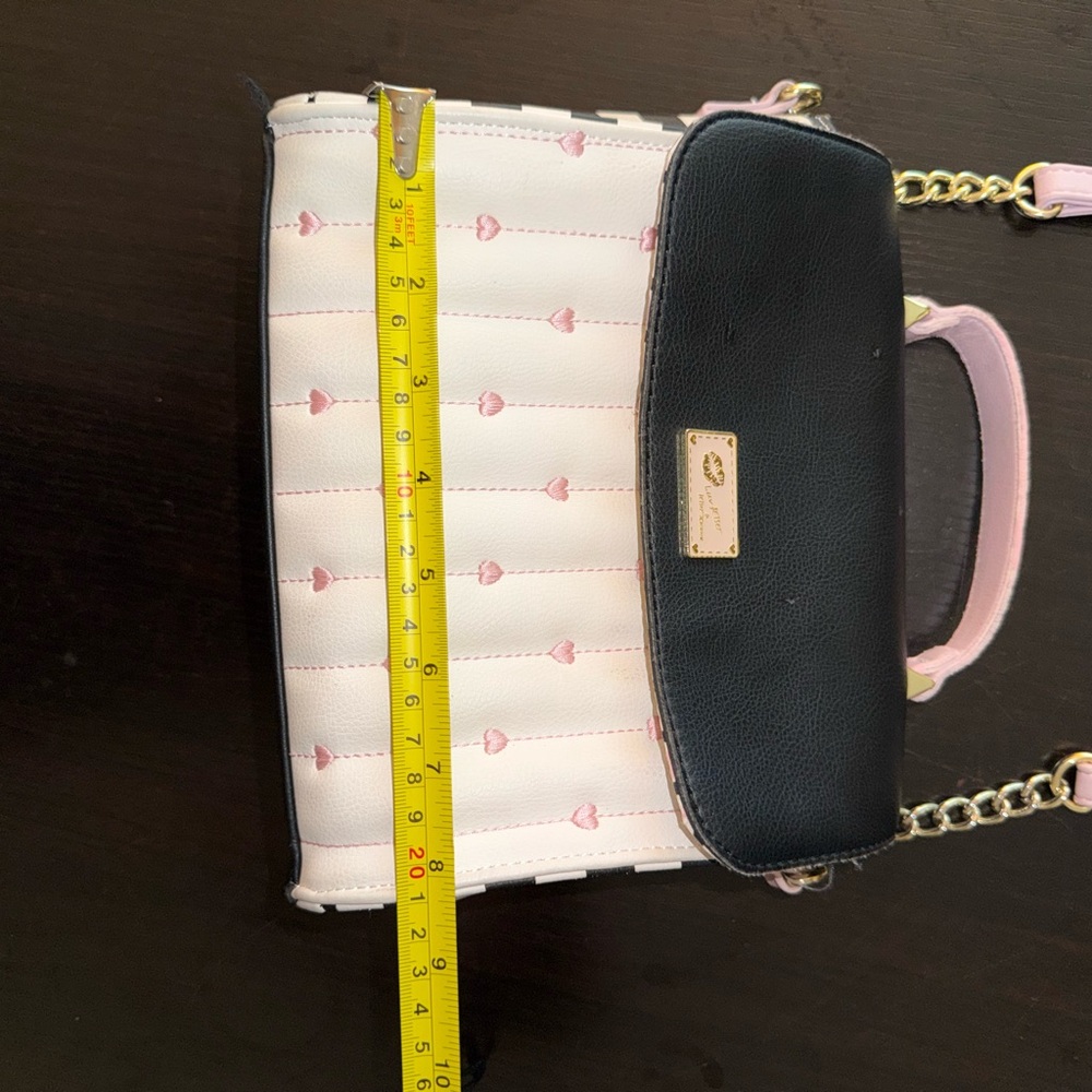 Betsey Johnson Black and White Satchel with Pink Accents
